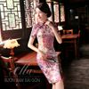 Sườn xám lụa qua gối sắc xuân