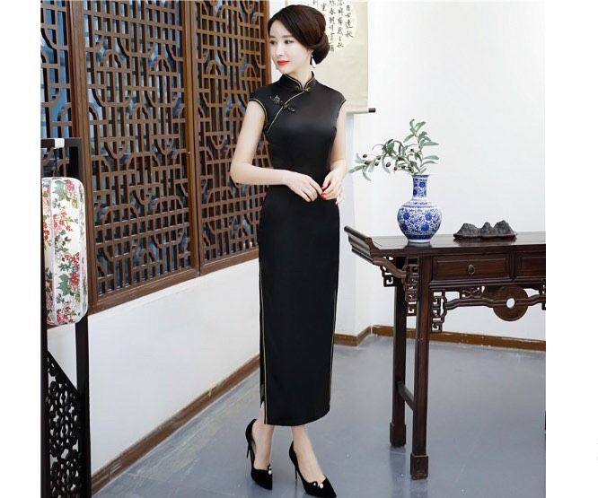 Sườn Xám Lụa Ren Lưng