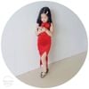 Sườn Xám Nhung Trơn Bé Gái