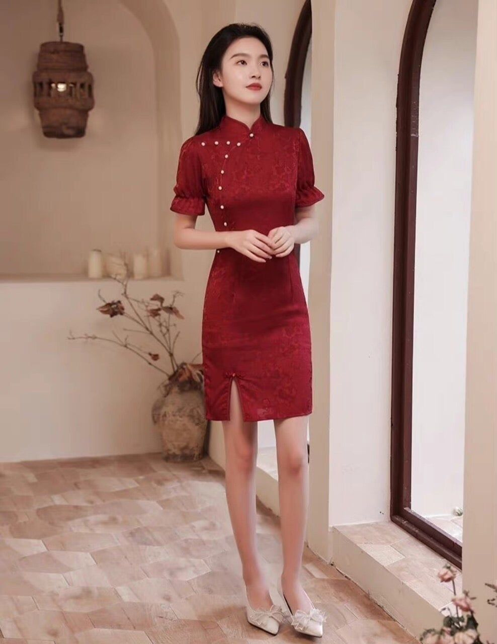 Sườn Xám Gấm Chuỗi Y