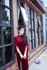 Sườn Xám Nhung Tay Bèo
