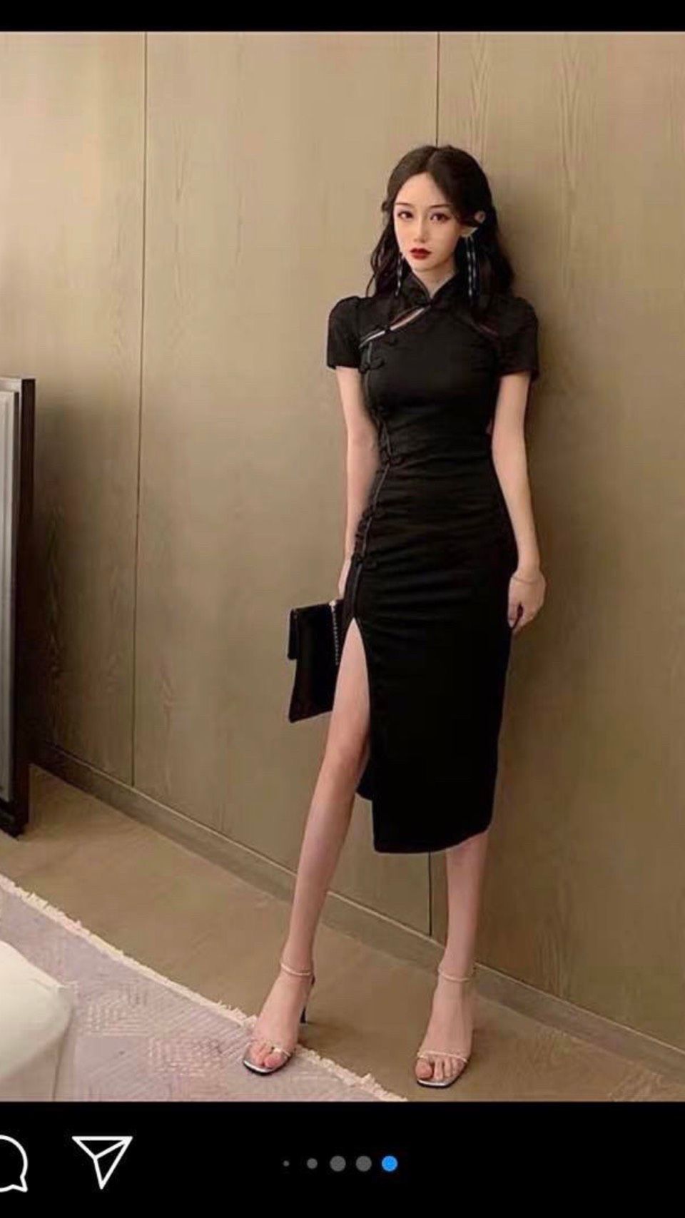 Sườn Xám Nhung Viền Hò Cắt