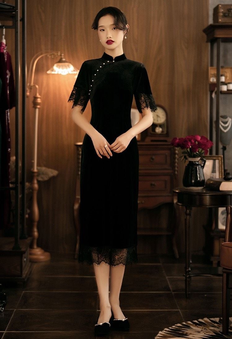 Sườn Xám  Nhung Ren Đăng