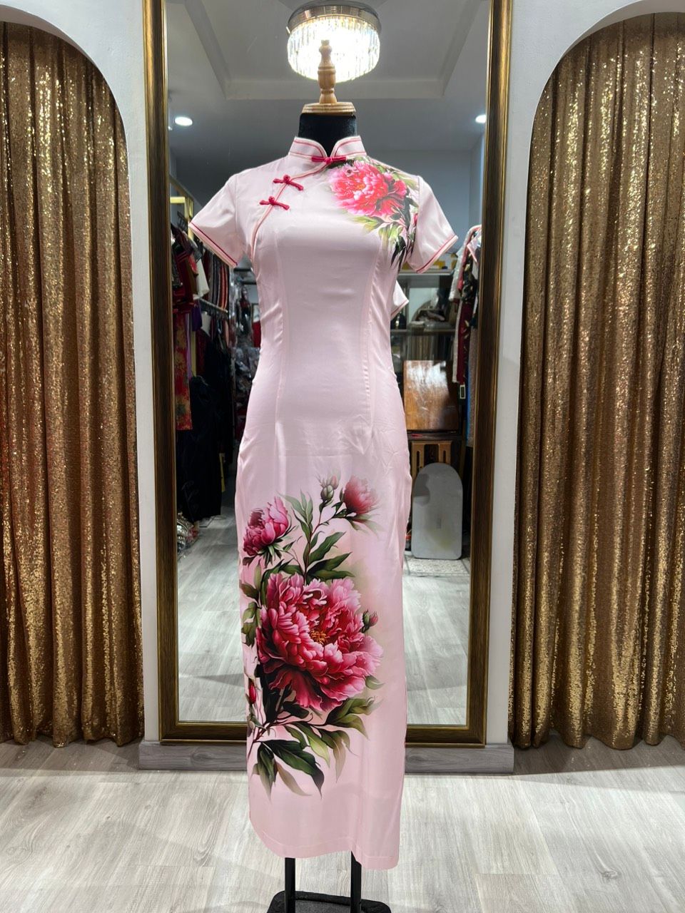 Sườn Xám Lụa Hoa Mẫu Đơn #5