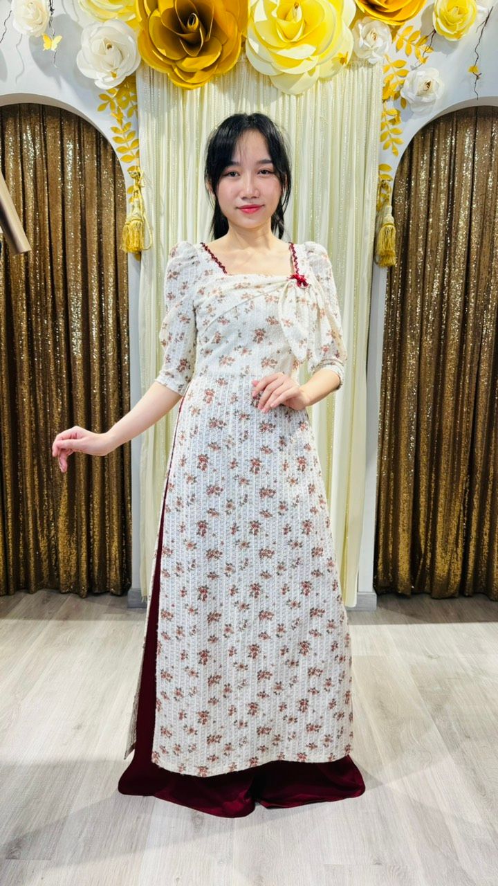 Áo Dài Nơ Ren Cổ