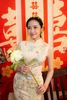 Sườn Xám Lụa Hàn Châu Thêu Chim Công