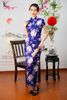 Sườn Xám Thun Hoa Mẫu Đơn Xanh Bích