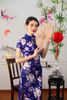 Sườn Xám Thun Hoa Mẫu Đơn Xanh Bích