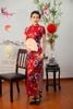 Sườn Xám Thun Hoa Mẫu Đơn Đỏ Đô