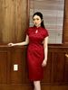 Sườn Xám Gấm Bướm Nổi