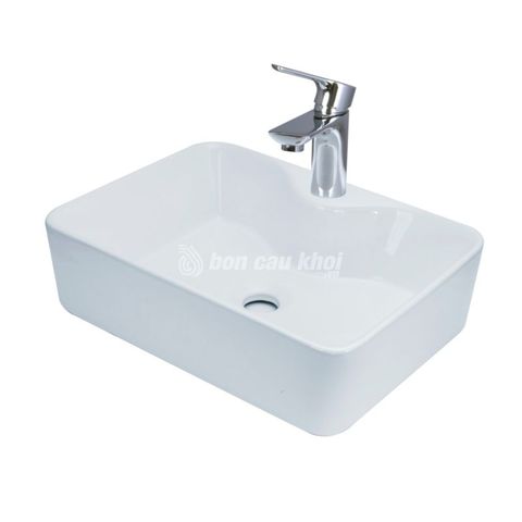  Combo Lavabo Sứ Trắng Drator T2186S Kèm Vòi Rửa Mặt Mạ Crom Cao Cấp F2123C 