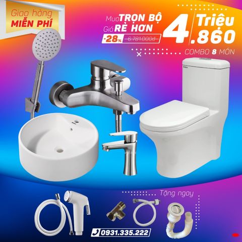  Trọn Bộ Phòng Tắm 08 Món Chỉ 4.860K 