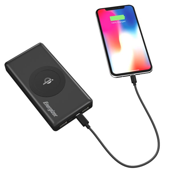 Pin sạc dự phòng tích hợp sạc không dây 10W Energizer QE10000CQBK 10.000mAh QC Qualcomm 3.0 (Đen) - Hàng chính hãng