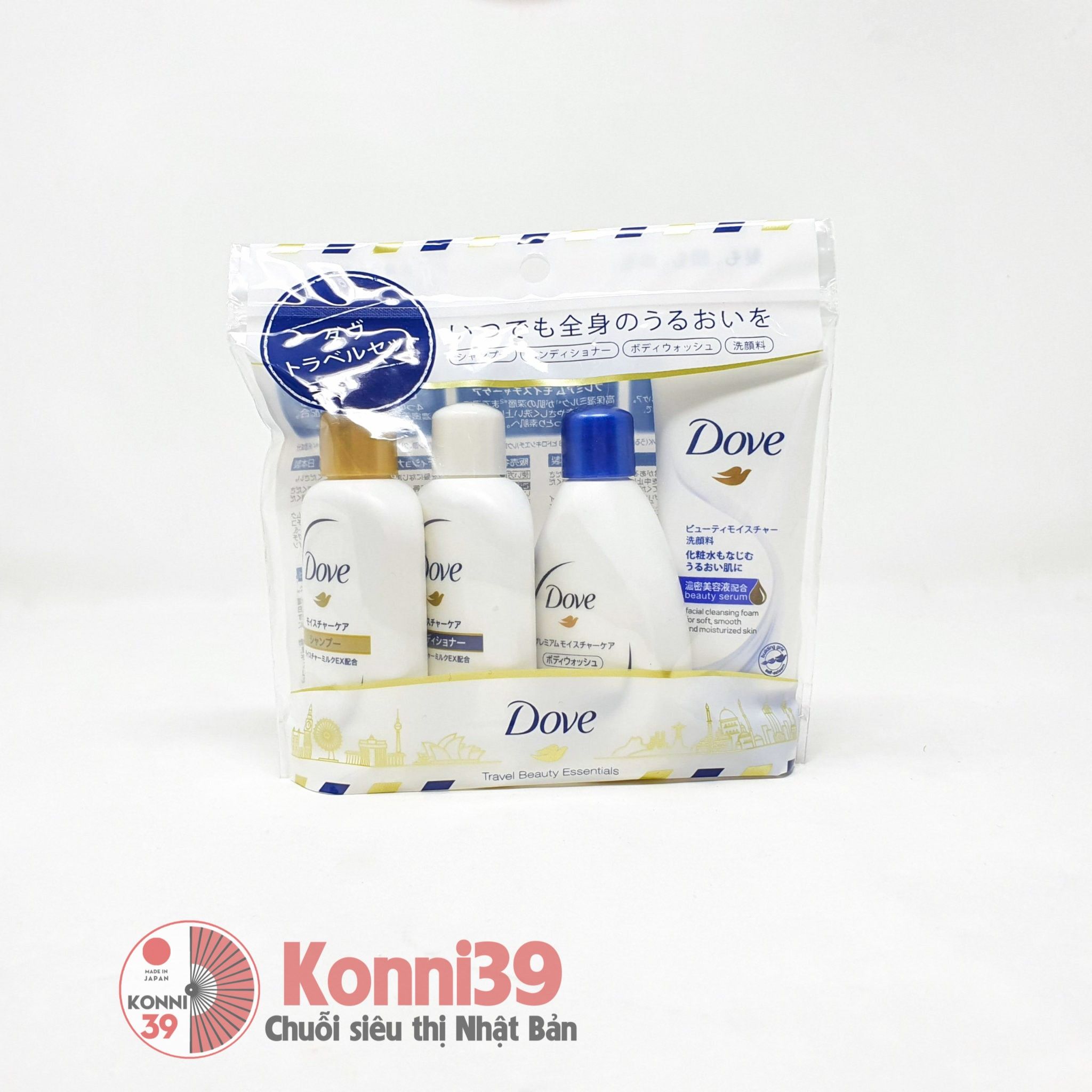 Set 4 dầu gôi, xả, sữa tắm, sữa rửa mặt DOVE mini