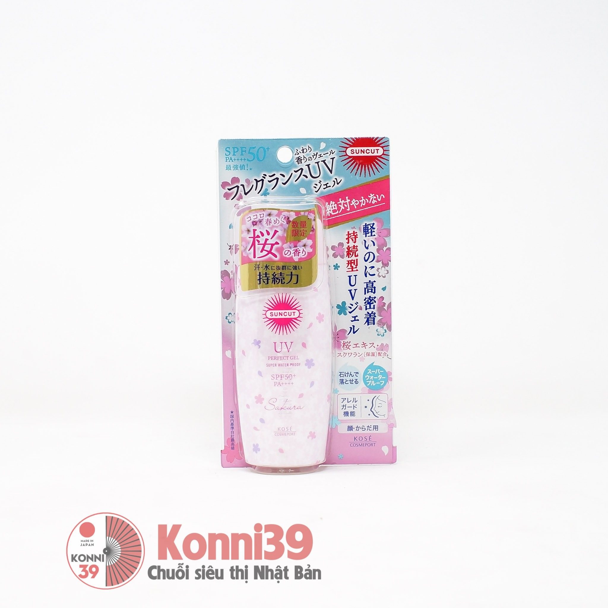 Kem chống nắng Kose Suncut UV Perfect Gel Super Waterproof SPF50+ PA+++ dạng gel 100g (phiên bản hoa anh đào giới hạn)