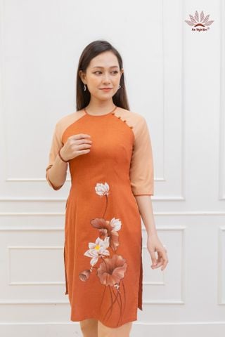 Bộ áo dài vẽ cotton 03B