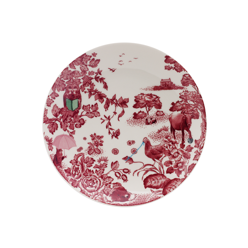 A CURIOUS TOILE - 21CM SALAD PLATE (RED)