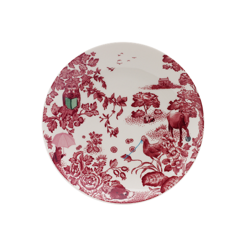 A CURIOUS TOILE - 21CM SALAD PLATE (RED)