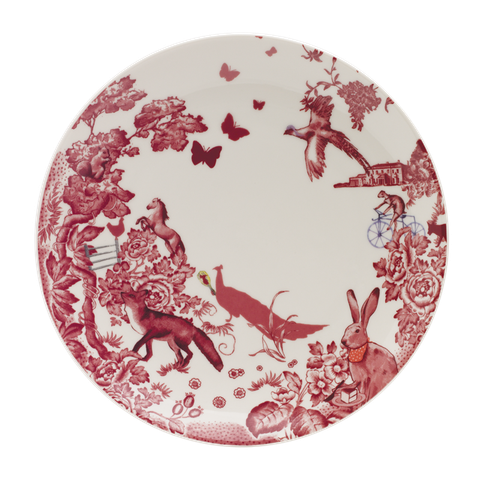 A CURIOUS TOILE - 27CM DINNER PLATE  (RED)