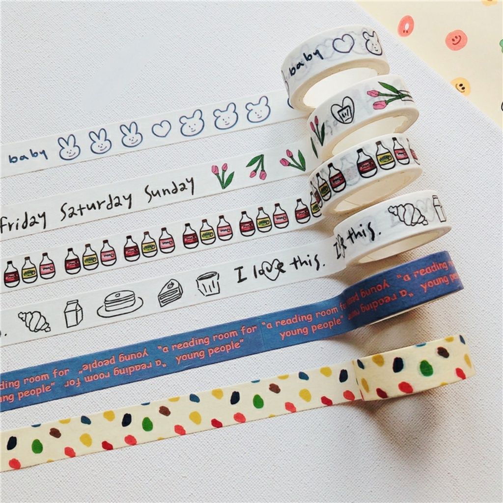 Washi Tape Băng Dính Giấy decor trang trí sổ ảnh dễ thương