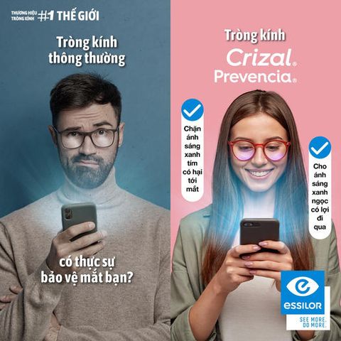  Đa Tròng Đánh Chống Ánh Sáng Xanh Thông Minh Pháp Essilor Essentials Active Blue UV Capture MaxAz Chính Hãng 