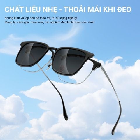  Kính Râm Cận Clip On 1808 Bộ 2 Kẹp Kính 