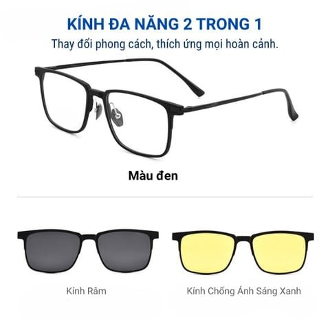  Kính Râm Cận Clip On 9707 Bộ 2 Kẹp Kính 