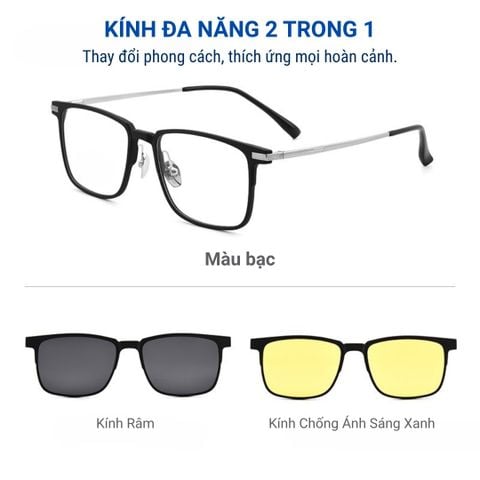  Kính Râm Cận Clip On 9707 Bộ 2 Kẹp Kính 