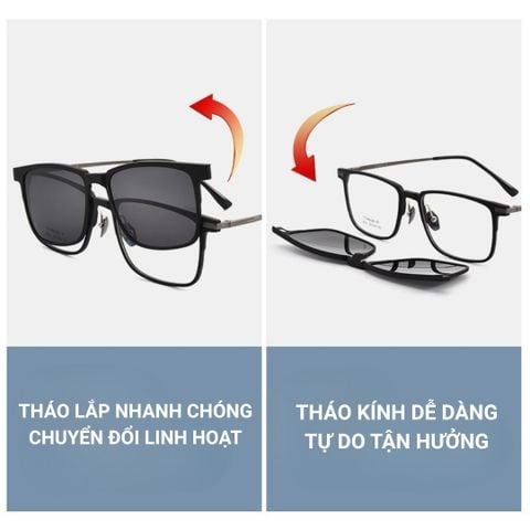  Kính Râm Cận Clip On 9707 Bộ 2 Kẹp Kính 