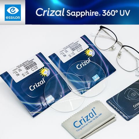  Tròng Kính Pháp Essilor Crizal Sapphire 360° Blue UV Capture 