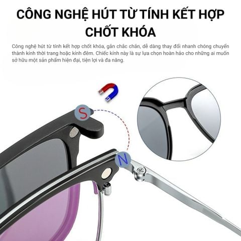  Kính Râm Cận Clip On 1808 Bộ 2 Kẹp Kính 