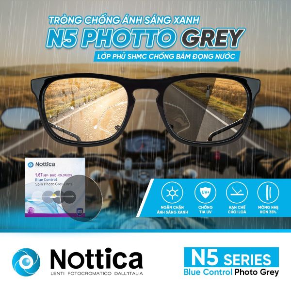 Tròng Kính Nottica N5 1.67 ASP Đổi Màu Khói