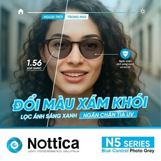 Tròng Kính Nottica N5 1.56 ASP Đổi Màu Khói