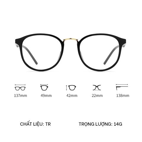  Gọng Kính Tròn Nam Nữ TR90 209 