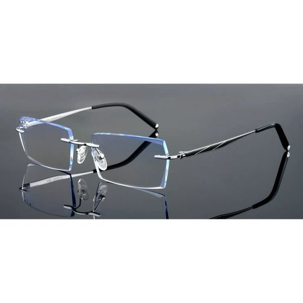  Kính Không Gọng Titanium Zoson 619HT Vát Cạnh Kim Cương, Đính Hạt 