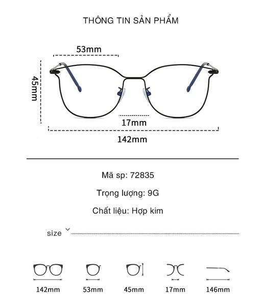  Gọng Kính Kim Loại 72835 