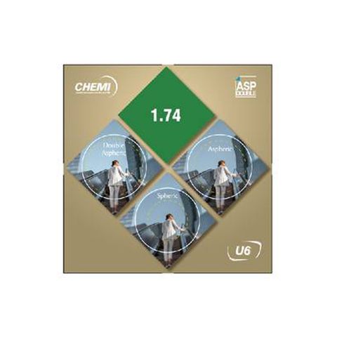  Chemi 1.74 Double Aspheric - Tròng Kính Chống Ánh Sáng Xanh Phi Cầu Siêu Mỏng 2 Mặt 