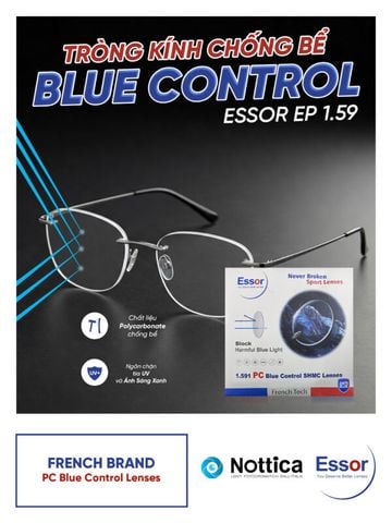  Tròng Kính Chống Bể Blue Control Essor EP 1.59 