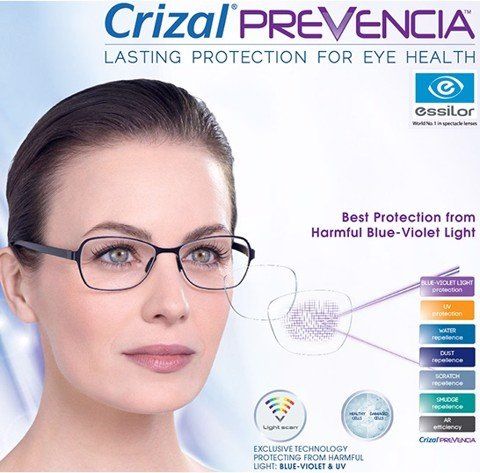  Tròng Kính Chống Ánh Sáng Xanh Essilor Crizal Prevencia 1.56 