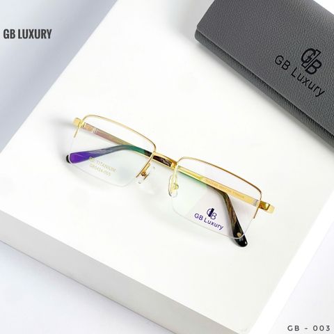 Gọng Kính Nửa Gọng Titanium Mạ Vàng 18k GB Luxury GB0424 - 003 - Chính Hãng 