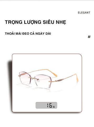  Gọng Kính Không Viền Nữ Zoson T085 Titanium Vát Cạnh Kim Cương 