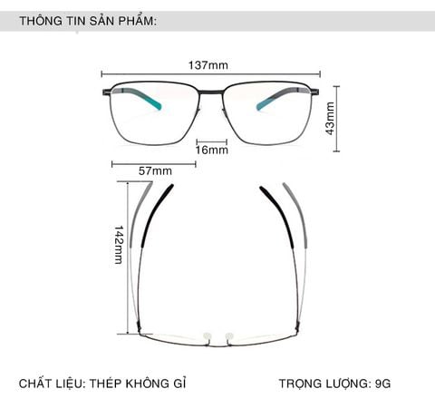  Gọng Kính Không Ốc Vít Siêu Mỏng Ic Berlin Biswind 