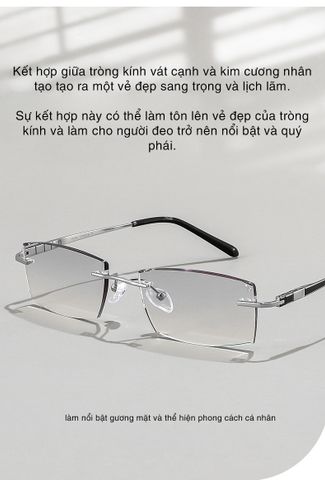  Kính Không Gọng Titanium Zoson 96623 Vát Cạnh Kết Hợp Đính Kim Cương Nhân Tạo Chống Ánh Sáng Xanh 