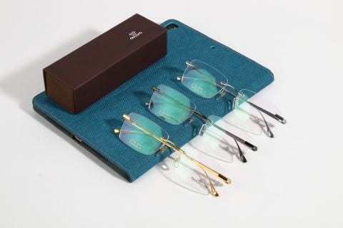  Gọng Kính Khoan Ốc Không Viền Jaecer Titanium Mạ Vàng 18K J27149 