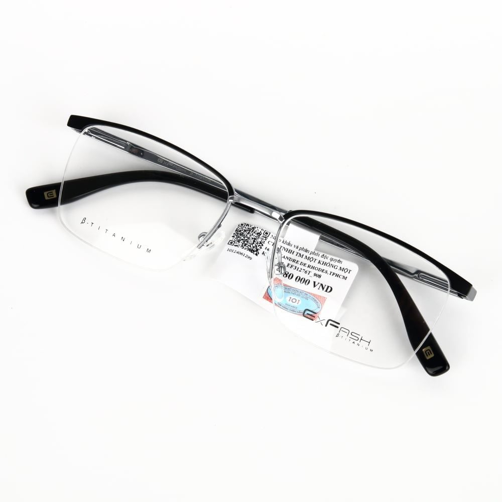  Gọng Kính Nửa Khung Xẻ Cước Titanium Exfash EF31276T 