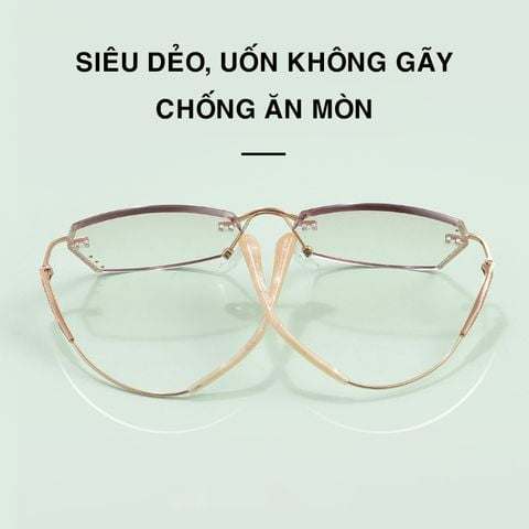  Gọng Kính Không Viền Nữ Zoson T085 Titanium Vát Cạnh Kim Cương 
