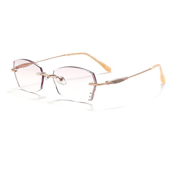  Gọng Kính Không Viền Nữ Zoson T085 Titanium Vát Cạnh Kim Cương 