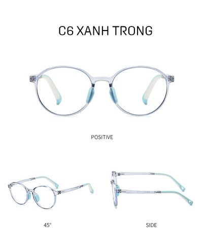  Gọng Kính Tròn Trẻ Em TR90 2289 Chống Ánh Sáng Xanh, Chống Tia UV 