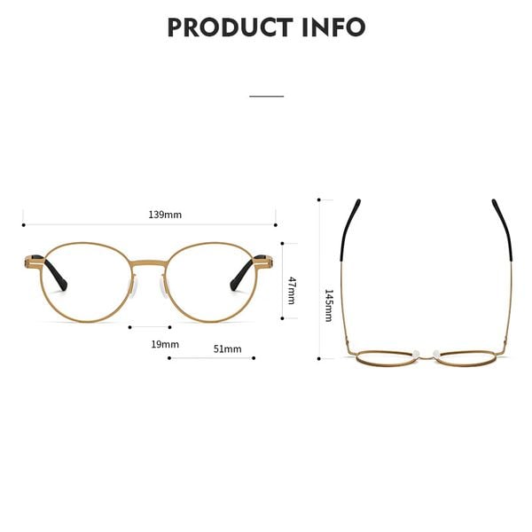  Gọng Kính Tròn Siêu Nhẹ Và Không Ốc Vít 80994 