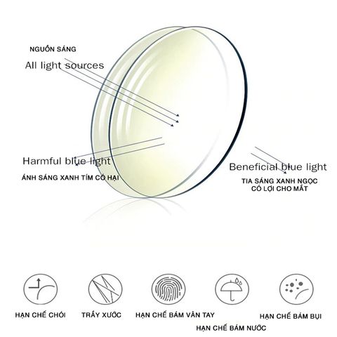  Đa Tròng Ngăn Ánh Sáng Xanh Freeform Optimax Bluecut SHMC 1.56 